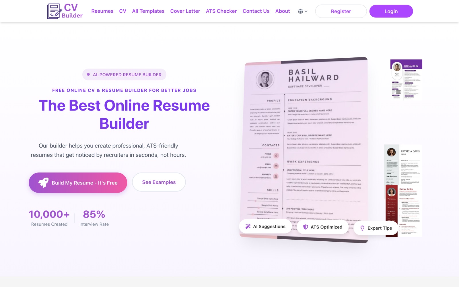 CV Builder — live screenshot of cv.toolscase.com